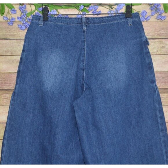 Velveret Barrel Leg Ankle Draw String Hem Blue Jeans Pants Size L 30 X 31 Pocket - Picture 6 of 12